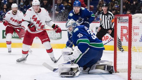 Canucks extend win streak to 4 under new coach Boudreau with 2-1 victory over Carolina